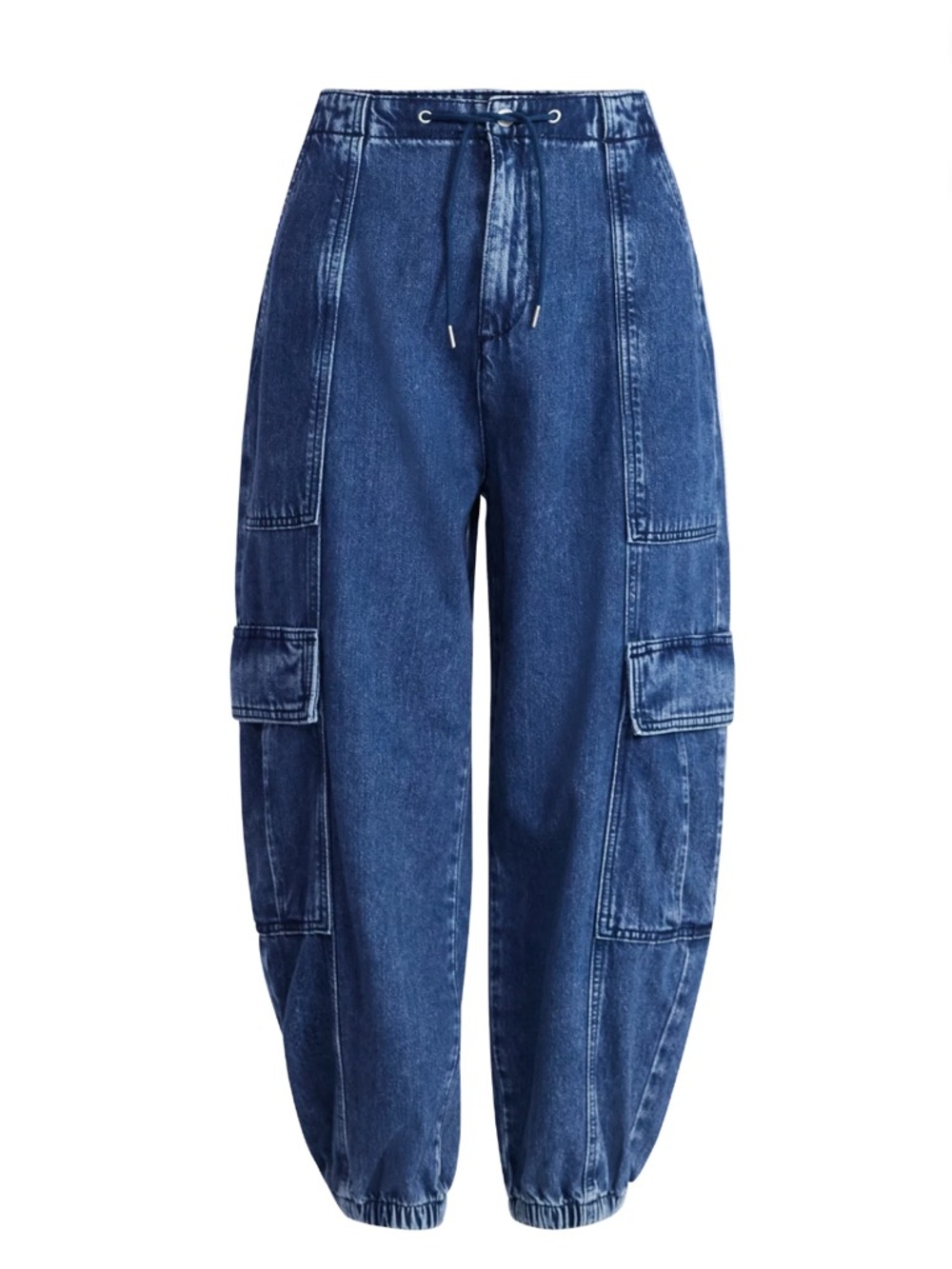 Denim Cargo Denim Jogger Pants - Blue